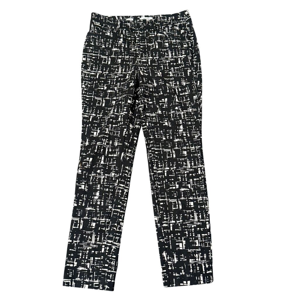 Nine West Slim Ankle Black and Beige Printed Pants, 6